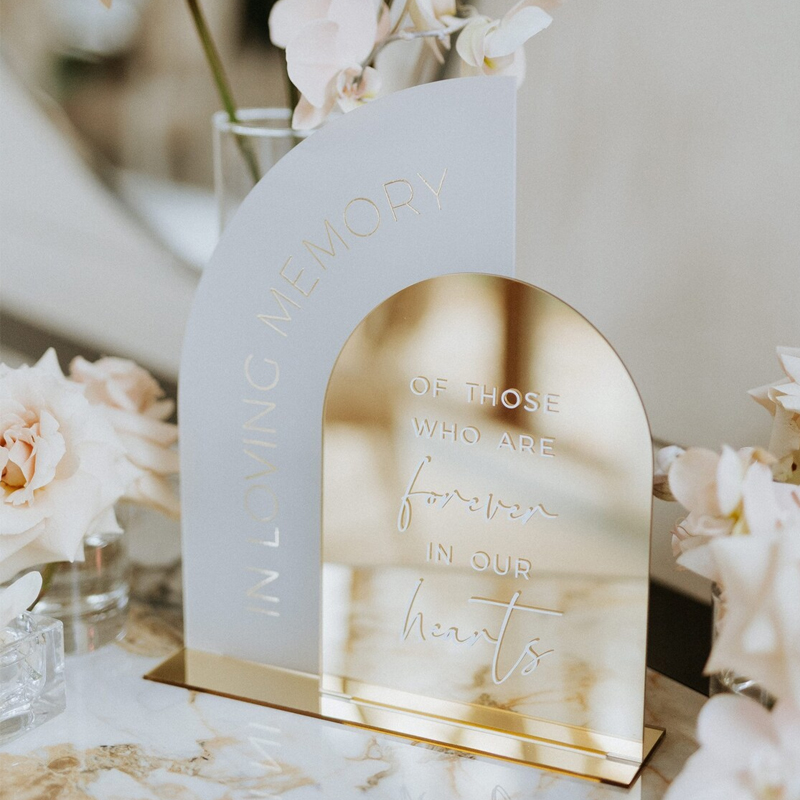 Table Number Gold - สัญลักษณ์ความทรงจำในความรักกระจกสีทองสัญลักษณ์ที่ระลึกงานแต่งงานของตกแต่งโต๊ะความทรงจำในงานแต่งงานป้ายบนโต๊ะสำหรับงานแต่งงาน