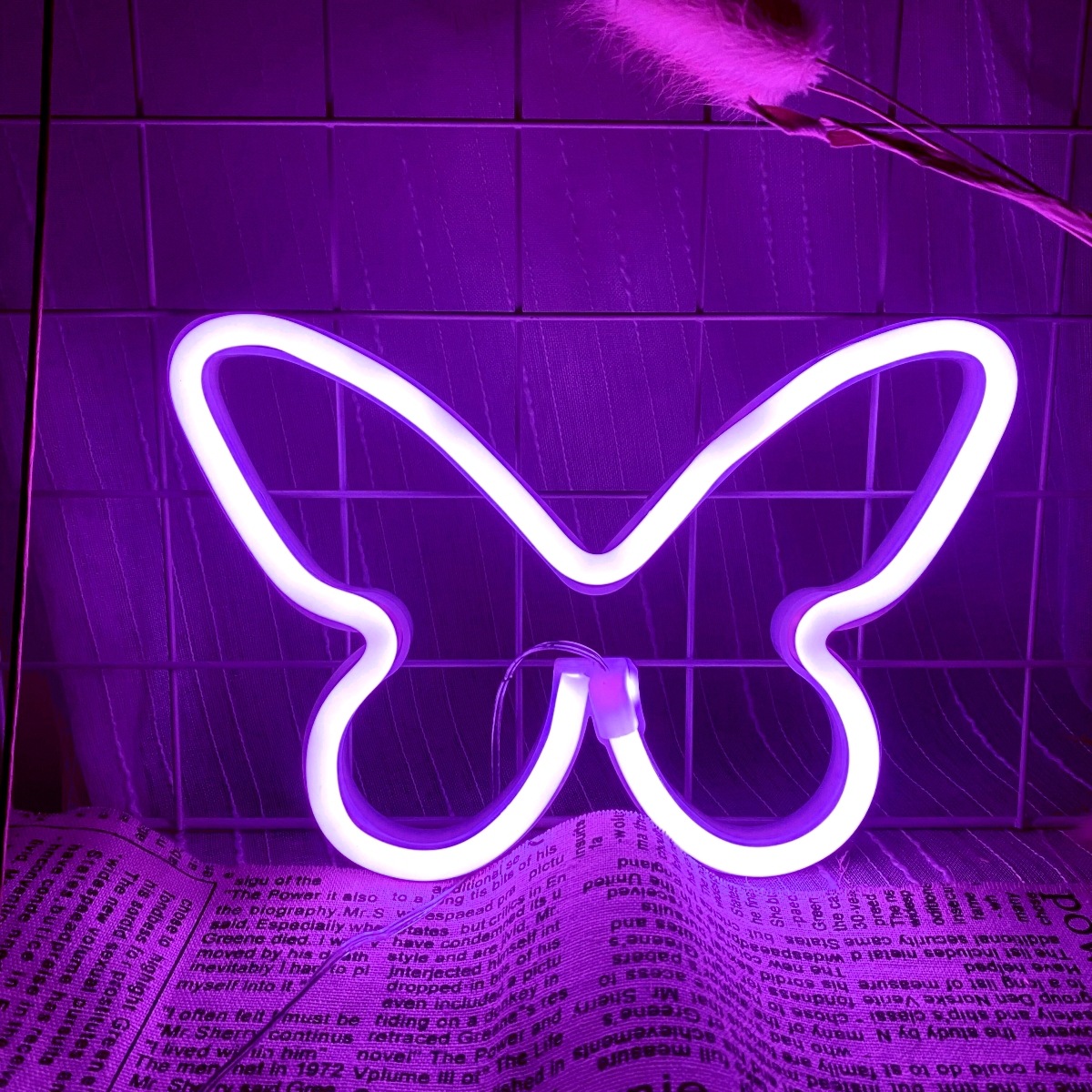 Wedding Power Supply - ไฟ LED นีออนผีเสื้อ, USB หรือแบตเตอรี่ขับเคลื่อนห้องสาวตกแต่งผนัง, อุปกรณ์งานปาร์ตี้วันครบรอบแต่งงาน,