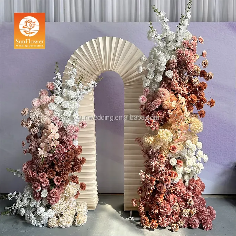 Wedding Arch Flower - ซุ้มดอกไม้ผ้าไหมโครงโลหะแบบแขวนสำหรับตกแต่งงานแต่งงาน พร้อมสีที่ปรับแต่งได้