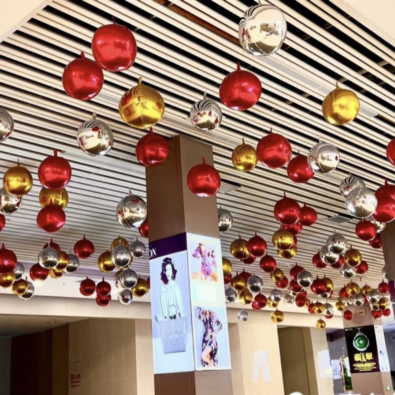 Wedding Decor Supply Store - ลูกโป่งฟอยล์โลหะทรงกลม 4D สีโรสโกลด์ ขนาด 10 18