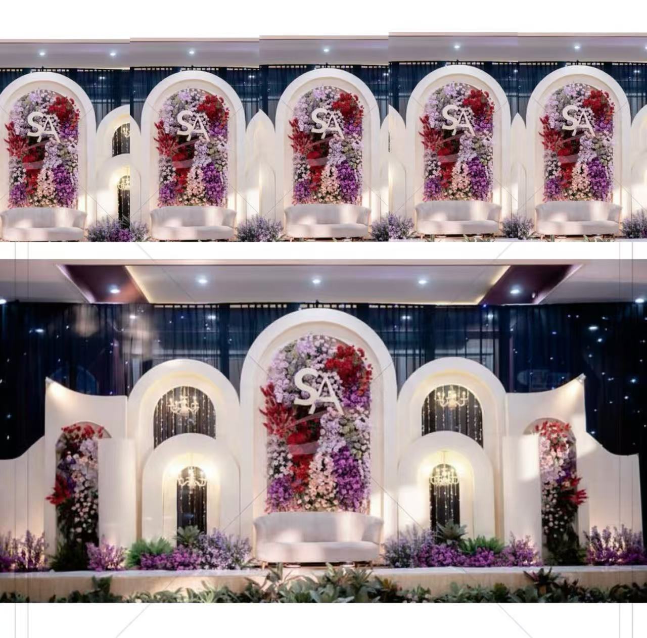 Wedding Supply Rentals - อุปกรณ์ตกแต่งงานแต่งงาน ซุ้มโค้งพีวีซี ฉากหลังแบบกำหนดเอง ฉากหลังงานแต่งงานสีขาว ให้เช่าฉากหลังหลายชั้นสำหรับงานอีเว้นท์