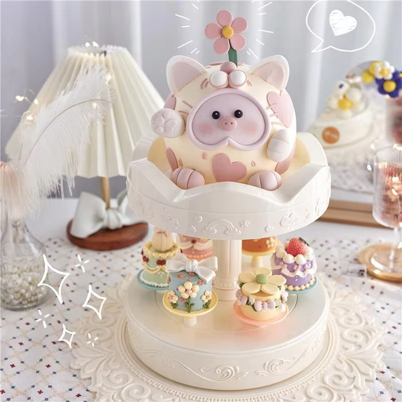 Wedding Cake Supply - 2 ชั้นอัตโนมัติหมุนเค้กซูชิขนม Cupcake Macaron ถาดงานแต่งงานวันเกิด Party