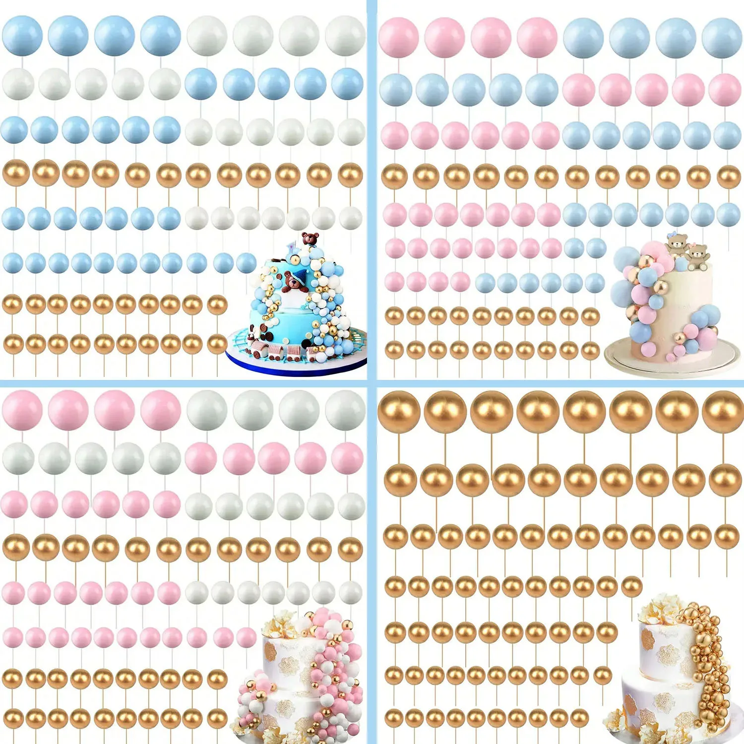 Confetti Balloon Set - 68 ชิ้นลูกบอลเค้ก Topper ตกแต่งบอลลูนโฟมเค้กลูกบอลตกแต่งสําหรับวันเกิดงานแต่งงานครบรอบเค้กตกแต่ง