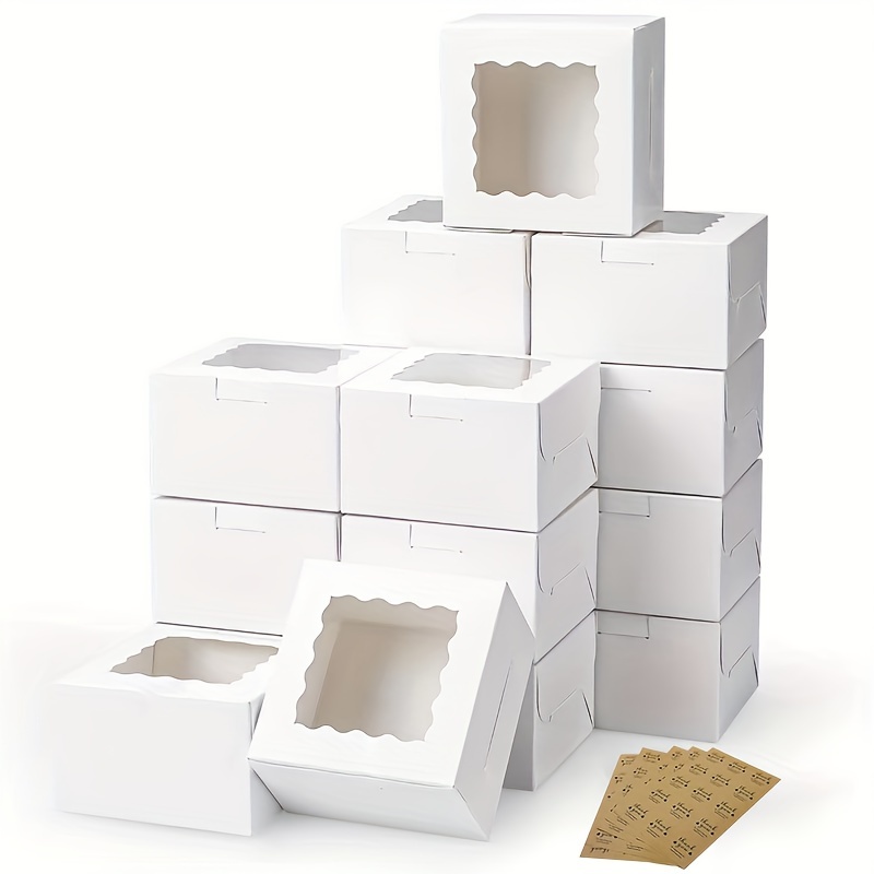 Wedding Cake Supply - 10 ชิ้นกระดาษคราฟท์กล่องขนมเค้กหน้าต่างเปิดงานแต่งงานเครื่องประดับช็อคโกแลตกล่องบรรจุภัณฑ์ของขวัญอุปกรณ์ปาร์ตี้เบเกอรี่
