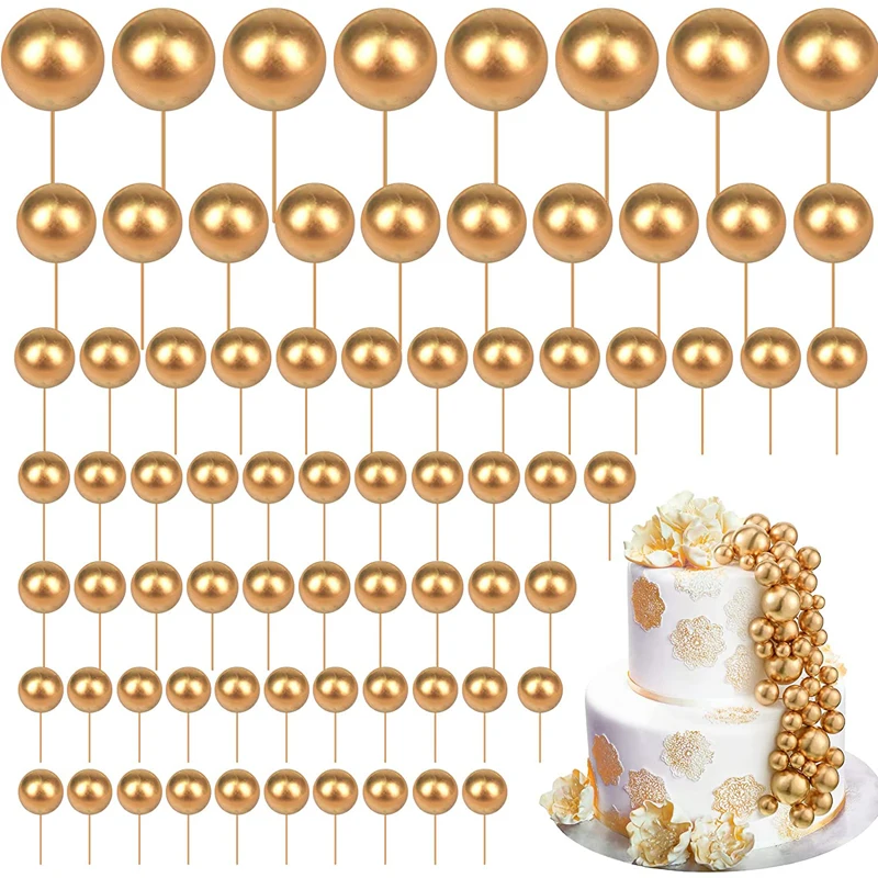 Confetti Balloon Set - 80 ชิ้น Gold Balls เค้ก Topper