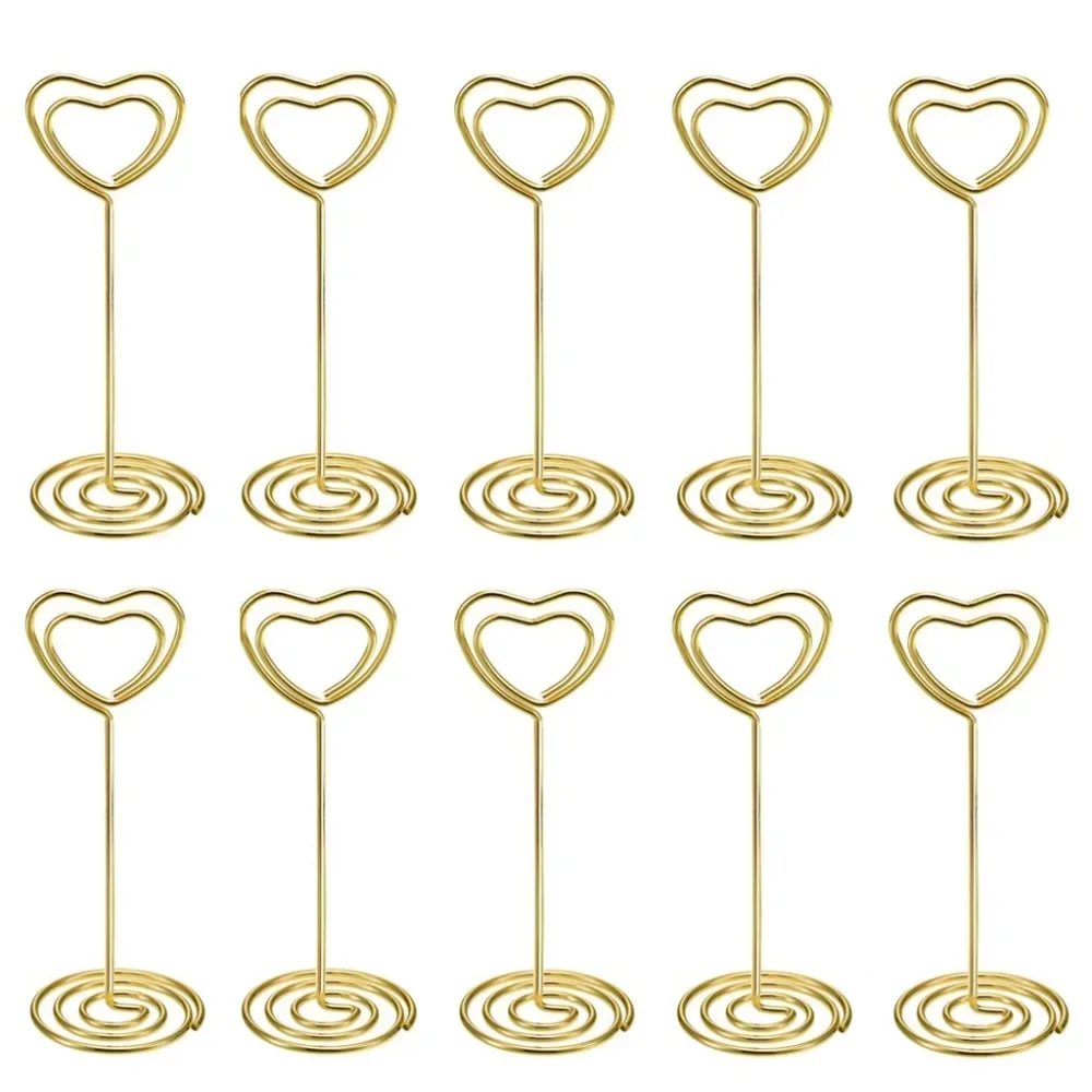 Table Number Gold - 10 ชิ้นรูปหัวใจตารางชื่อ Place ผู้ถือบัตรยืนภาพ Memo Note