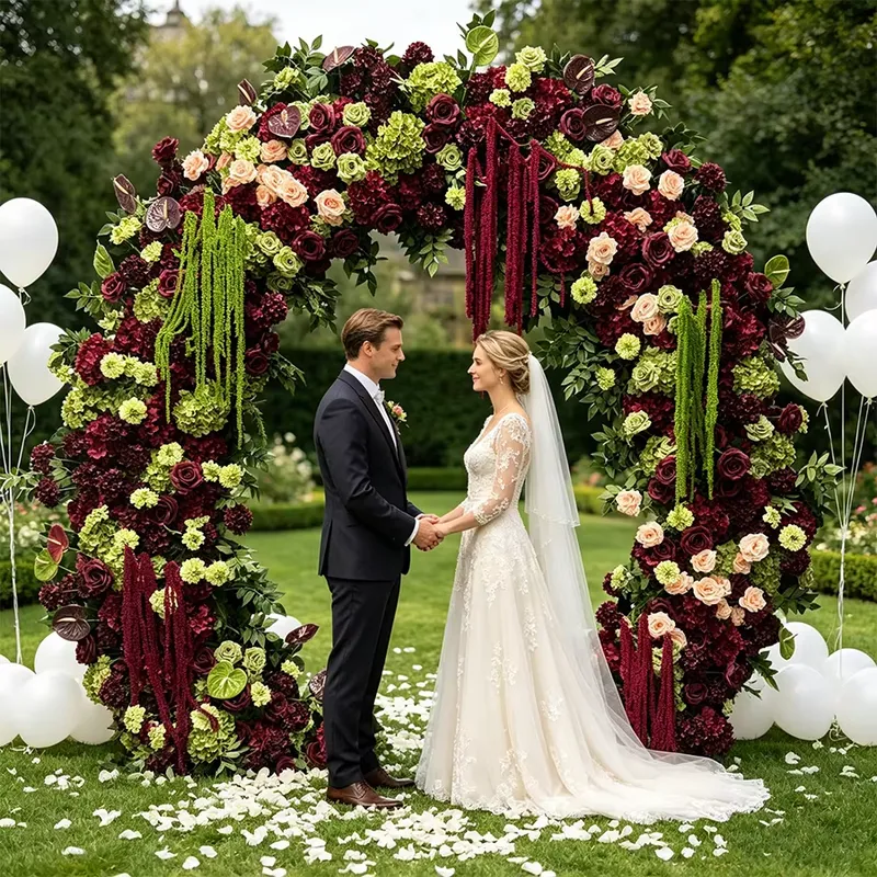 ซุ้มดอกไม้ประดับพู่ห้อยสีเบอร์ - Wedding Arch Flower บทวิจารณ์และราคา
