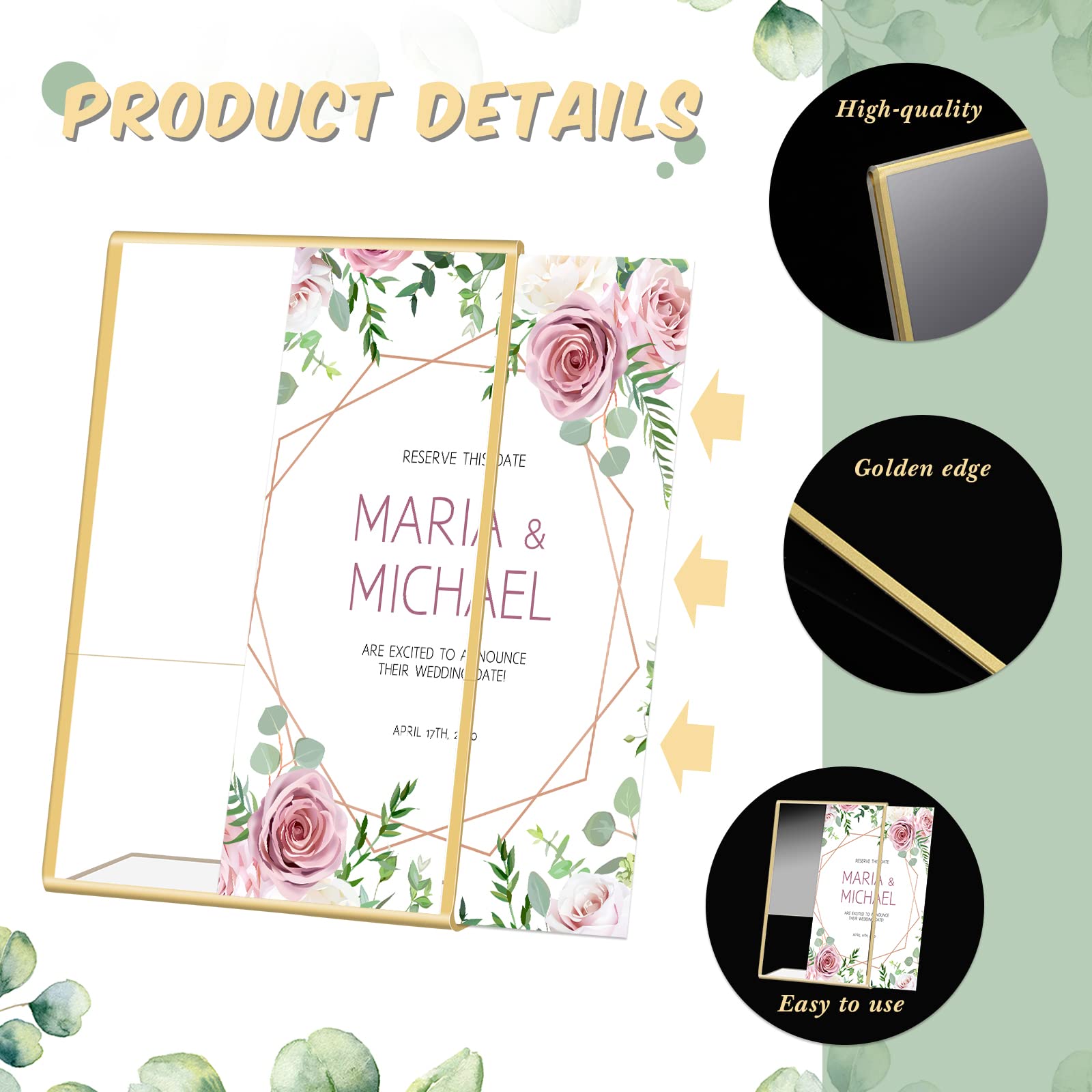 ที่ใส่ป้ายอะคริลิครูปกรอบสีทอง - Table Number Gold บทวิจารณ์และราคา