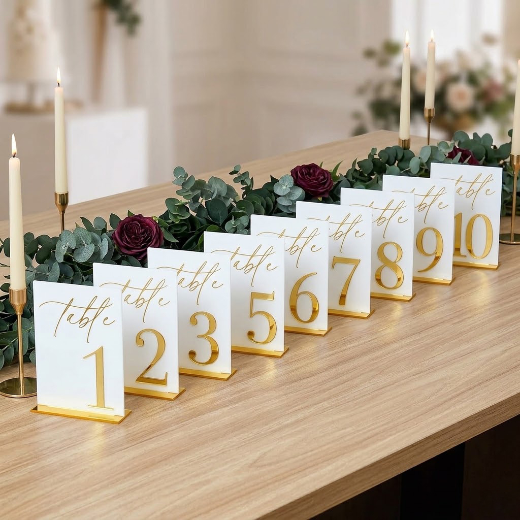 ป้ายเลขโต๊ะงานแต่งงาน 1-10 พร้ - Table Number Gold บทวิจารณ์และราคา