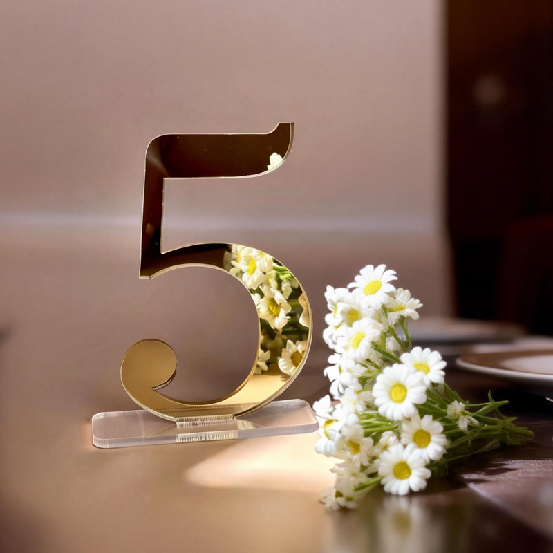 ป้ายเลขโต๊ะงานแต่งงานพร้อมฐานต - Table Number Gold บทวิจารณ์และราคา