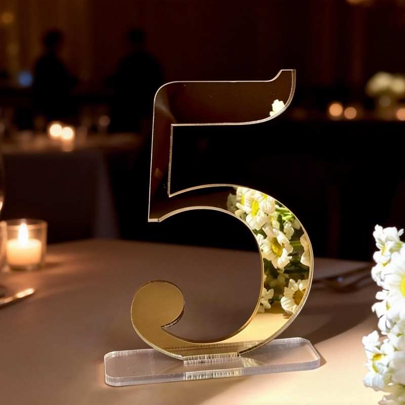 ป้ายเลขโต๊ะงานแต่งงานพร้อมฐานต - Table Number Gold บทวิจารณ์และราคา