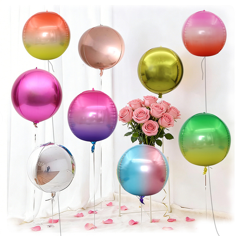 ลูกโป่งฟอยล์โลหะทรงกลม 4D สีโร - Wedding Decor Supply Store บทวิจารณ์และราคา