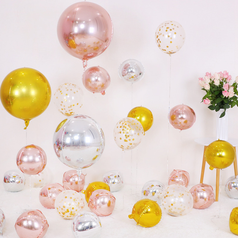ลูกโป่งฟอยล์โลหะทรงกลม 4D สีโร - Wedding Decor Supply Store บทวิจารณ์และราคา