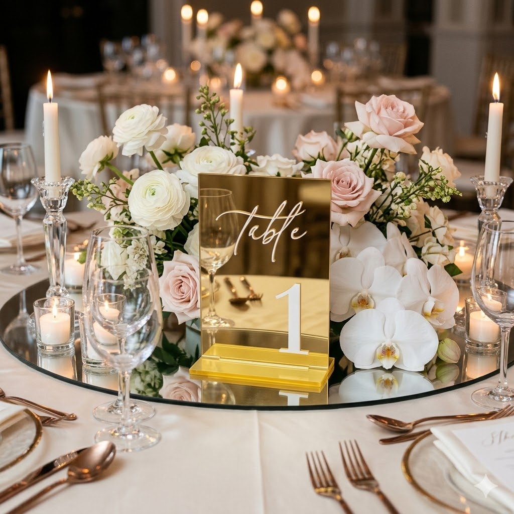 ป้ายเลขโต๊ะอะคริลิคสีทองแบบกระ - Table Number Gold บทวิจารณ์และราคา