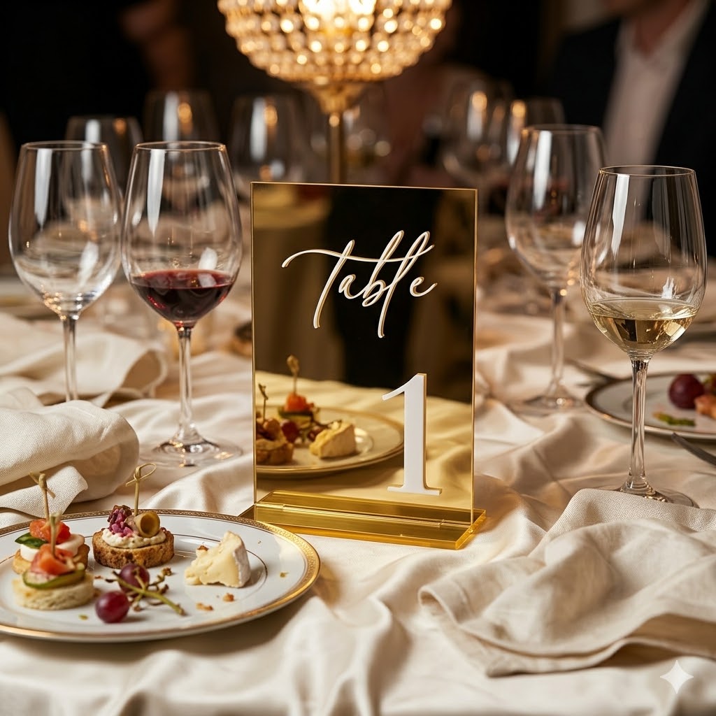 ป้ายเลขโต๊ะอะคริลิคสีทองแบบกระ - Table Number Gold บทวิจารณ์และราคา