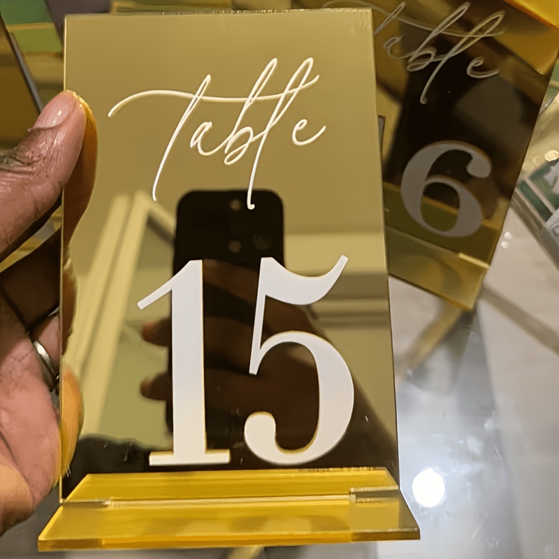 ป้ายเลขโต๊ะอะคริลิคสีทองแบบกระ - Table Number Gold บทวิจารณ์และราคา
