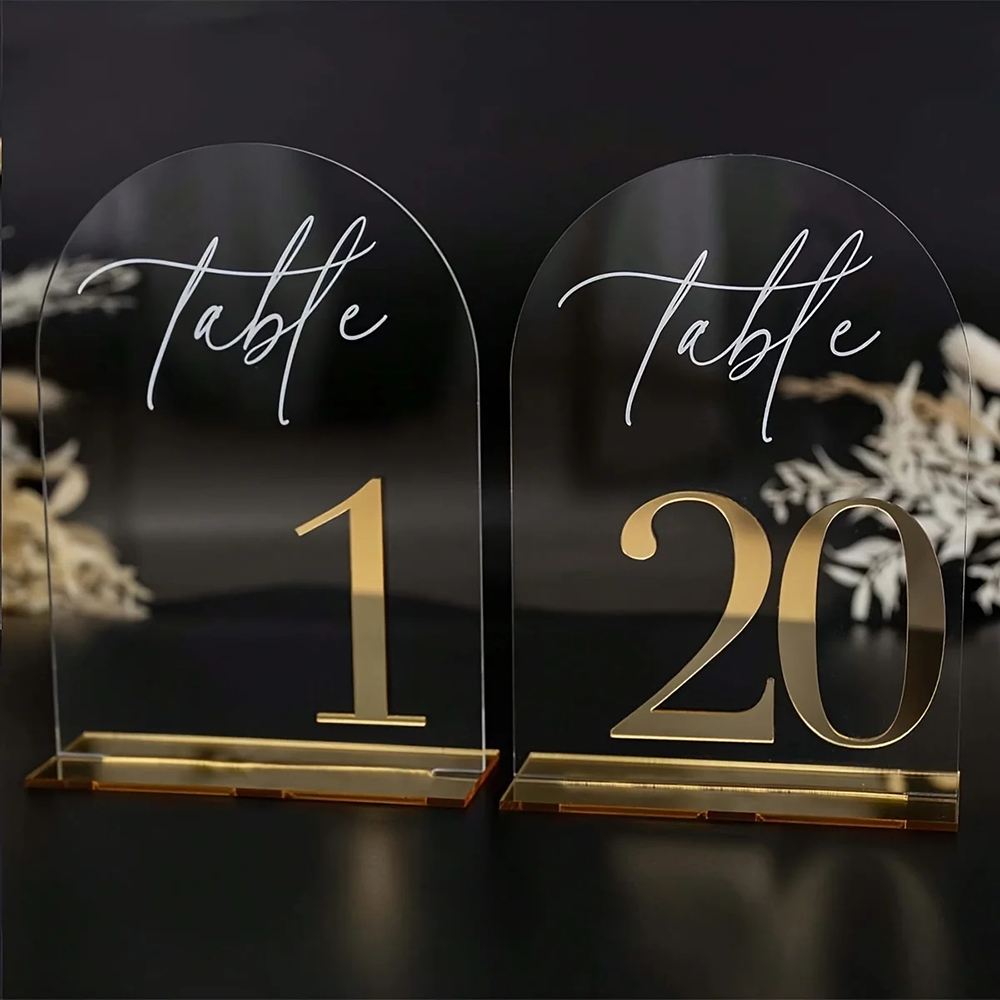 ป้ายเลขโต๊ะอะคริลิคใสและสีทองแ - Table Number Gold บทวิจารณ์และราคา