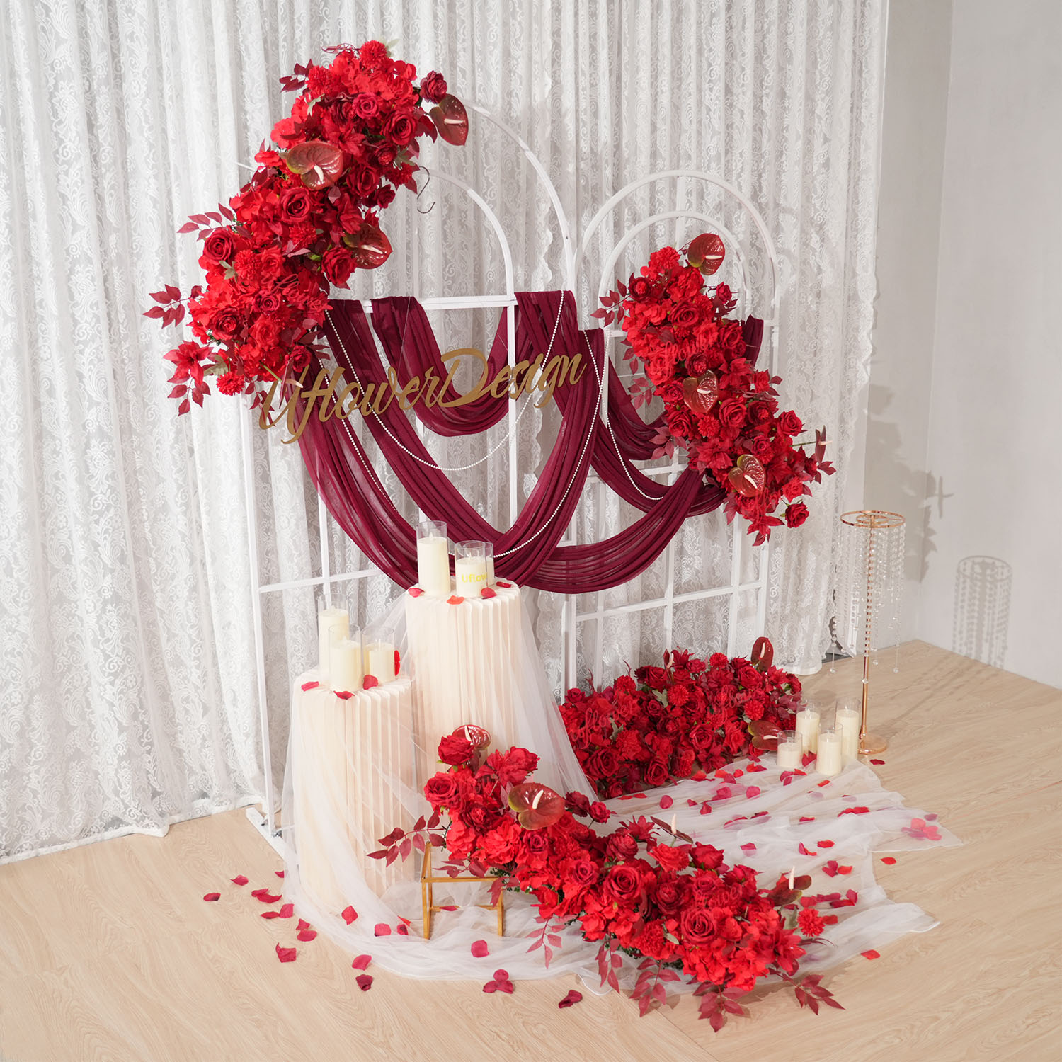 ซุ้มดอกไม้สีแดงสำหรับตกแต่งงาน - Wedding Arch Flower บทวิจารณ์และราคา