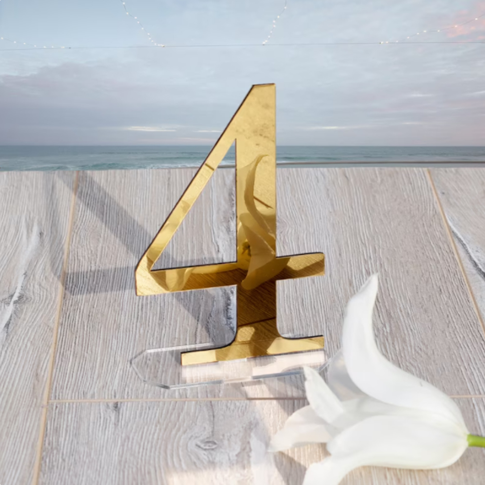 งานแต่งงานกระจกทองตาราง DIY โร - Table Number Gold บทวิจารณ์และราคา