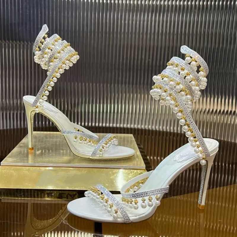 รองเท้าส้นสูงประดับมุกและคริสต - Wedding Super บทวิจารณ์และราคา