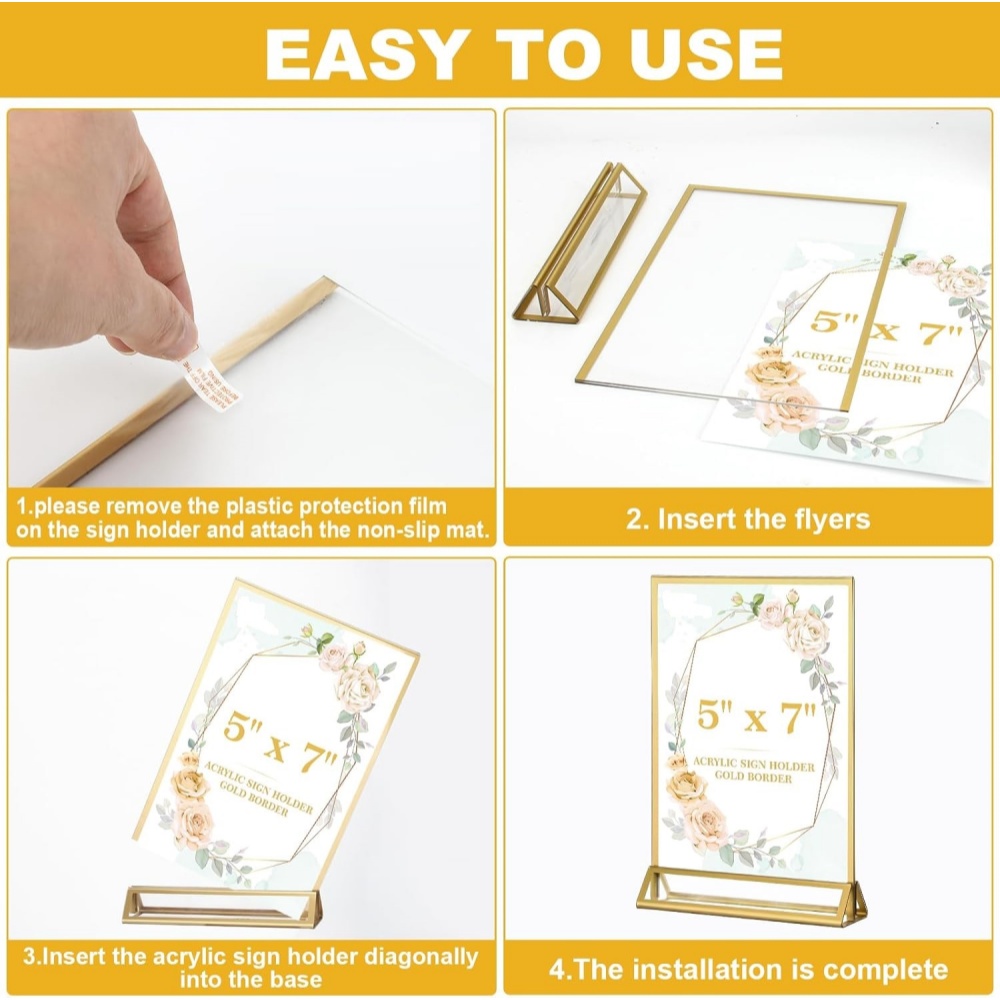 ชุด 6 ชิ้น ที่วางป้ายอะคริลิกใ - Table Number Gold บทวิจารณ์และราคา
