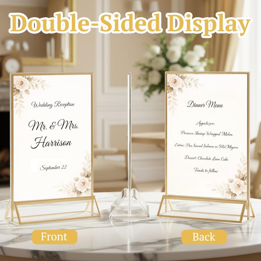 ชุด 6 ชิ้น ที่วางป้ายอะคริลิกใ - Table Number Gold บทวิจารณ์และราคา
