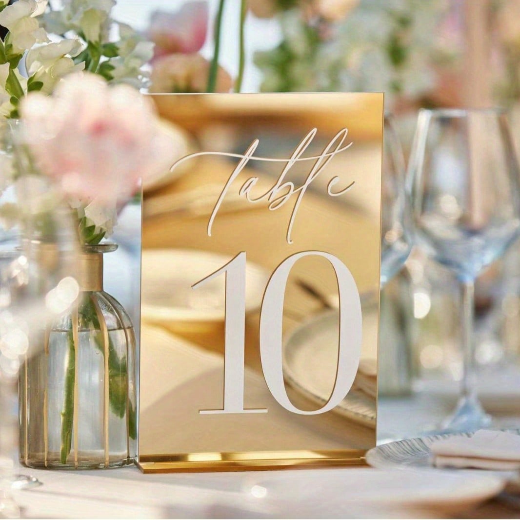ป้ายเลขโต๊ะอะคริลิคสีทอง ขนาด  - Table Number Gold บทวิจารณ์และราคา